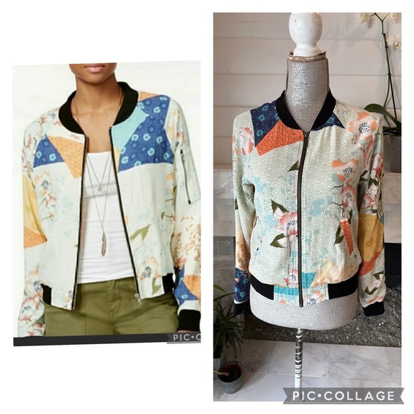 Sanctuary Mixed Asian Patchwork Print Bomber Jacket Size XS - Picture 10 of 11